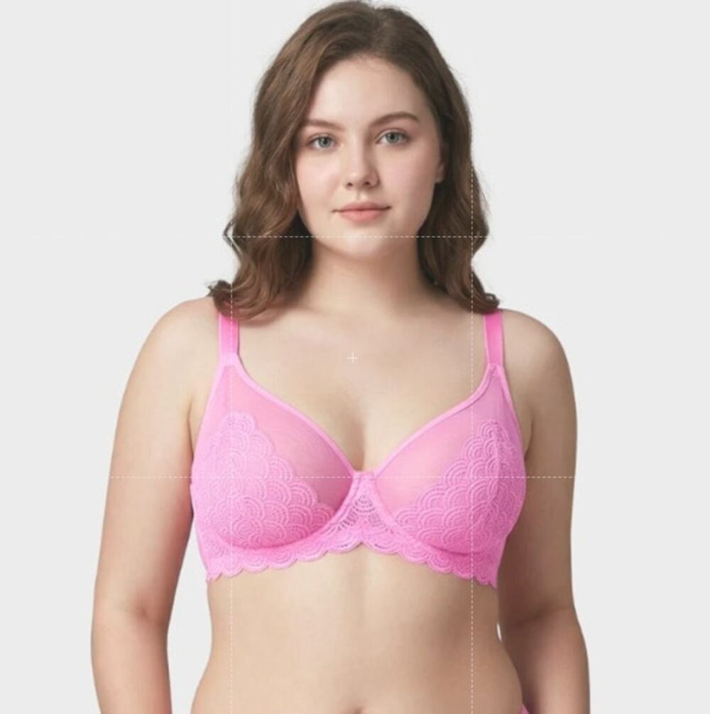 HSIA Purple Mermaid Scales Lace Underwire Bra Full Coverage Women Size 46DD NWT